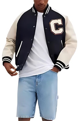 COACH 海軍藍拼接棒球立領長袖外套 CU367-X7G Lookbook COACH 海軍藍拼接棒球立領長袖外套 CU367-X7G