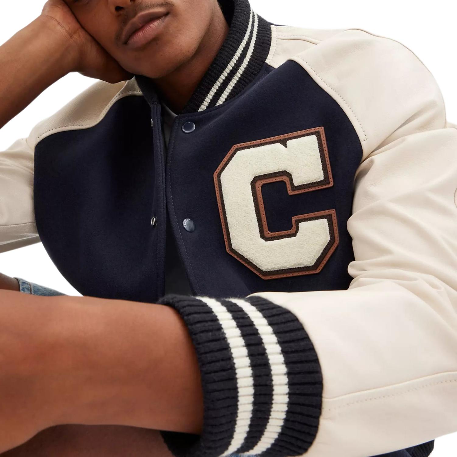 Purchase COACH 海軍藍拼接棒球立領長袖外套 CU367-X7G