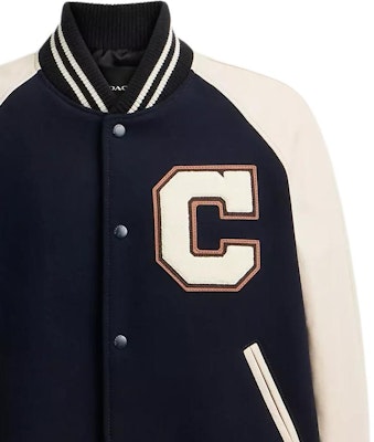 COACH 海軍藍拼接棒球立領長袖外套 CU367-X7G Details for COACH 海軍藍拼接棒球立領長袖外套 CU367-X7G
