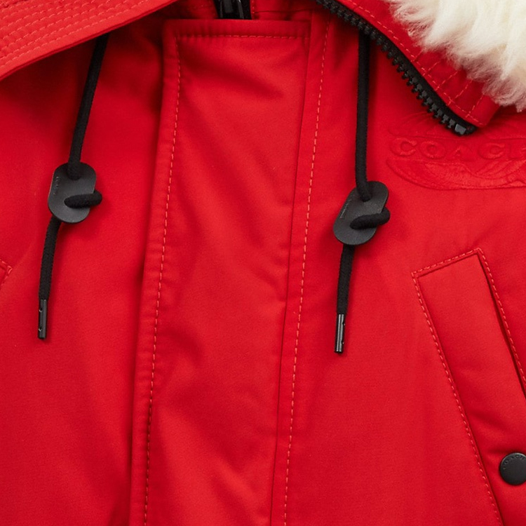 COACH  Red Parka with Removable Fur Collar - Solid Color. CE337-RED 圖 5