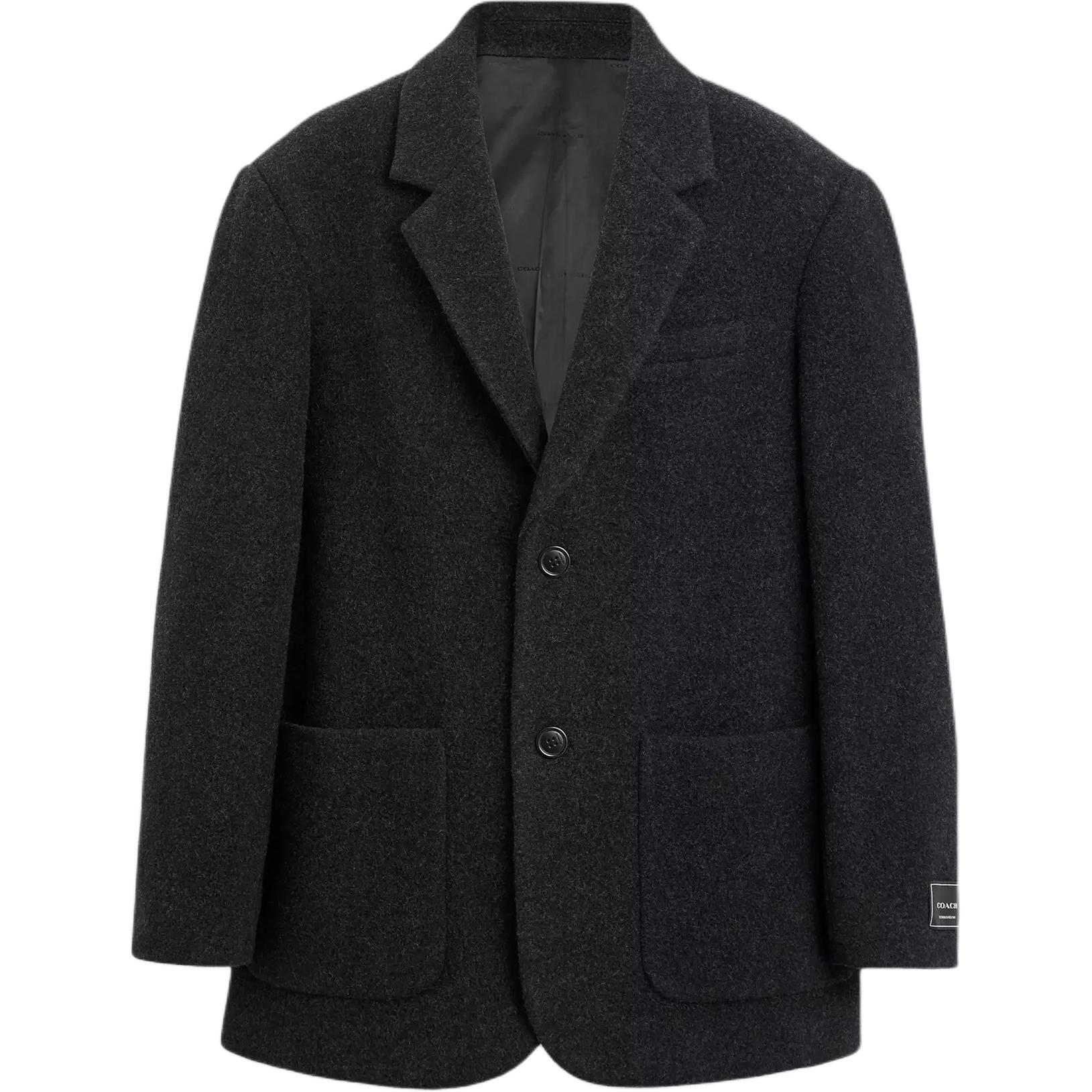 Order COACH Blazer Wool Charcoal Single-Breasted Lengan Panjang Santai Jaket CU454-CHR