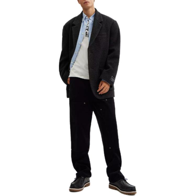 Lookbook COACH Blazer Wool Charcoal Single-Breasted Lengan Panjang Santai Jaket CU454-CHR