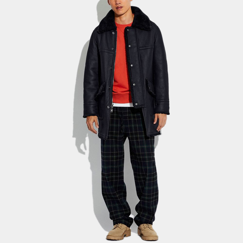 COACH  Shearling Leather Jacket with Single-Breasted Button Design. C6477-NV 圖 4