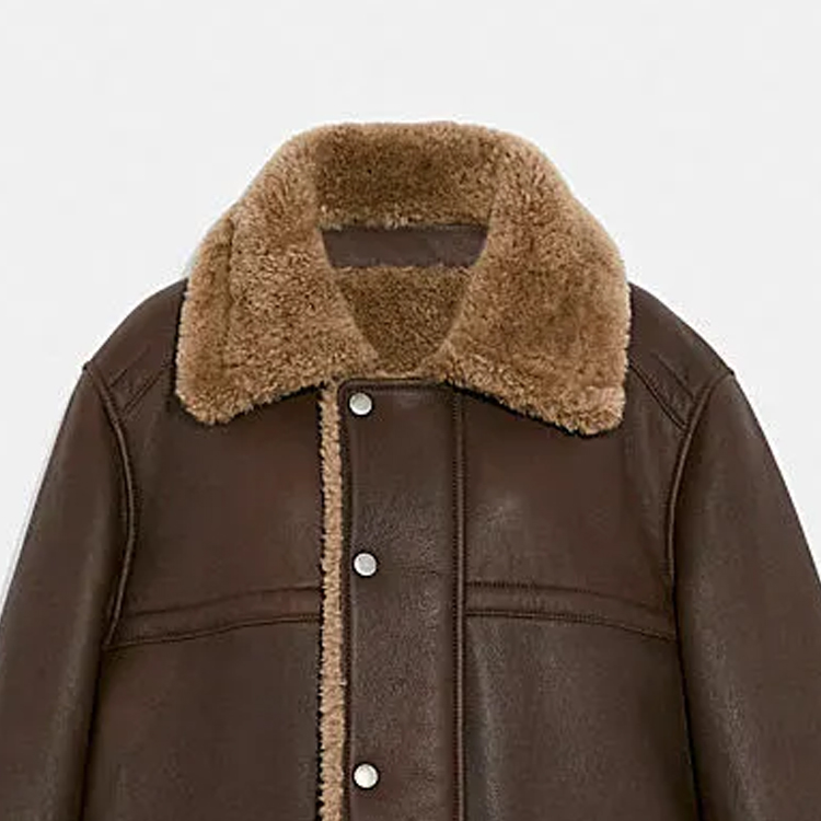 COACH  Shearling Leather Jacket with Single-Breasted Button Design. C6477-NV 圖 7