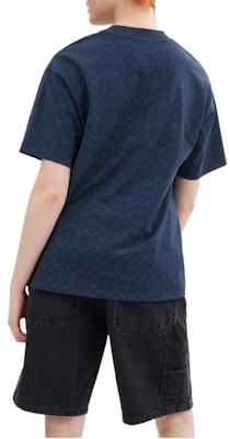 COACH Signature Moon Relaxed Organic Cotton Printed Navy Blue T-Shirt. CY375-OGF Details for COACH Signature Moon Relaxed Organic Cotton Printed Navy Blue T-Shirt. CY375-OGF
