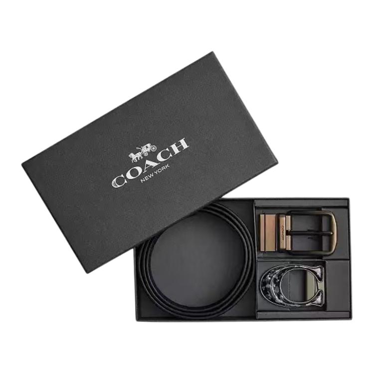 COACH  Signature Navy Blue Leather Belt with Pin Buckle, 3.8CM Wide. CP834_O6B