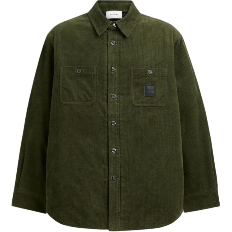 COACH  Solid Color Button-Up Long Sleeve Jacket Green CU456-CCF
