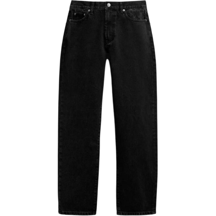 COACH  Solid Color Mid-Rise Straight-Leg Jeans in Black. CR766-SDP