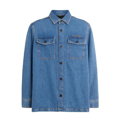 COACH Solid Single-Breasted Long-Sleeve Shirt FW23 - Dark Indigo Blue CK515-NJ7
