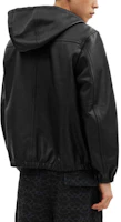 Purchase COACH SS24 Black Solid Color Leather Hooded Zip Jacket. CR479-BLK