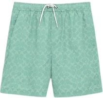 COACH SS24 Logo Print Drawstring Straight Beach Shorts Green. CO834-VSW COACH SS24 Logo Print Drawstring Straight Beach Shorts Green. CO834-VSW