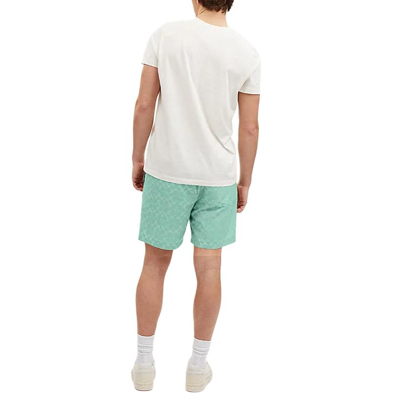 Shop 蔻驰 SS24 标志印花束绳直筒沙滩短裤 绿色. CO834-VSW