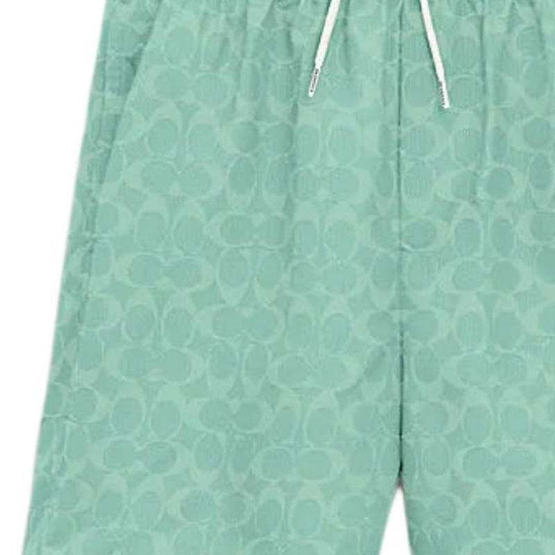 Details for 蔻驰 SS24 标志印花束绳直筒沙滩短裤 绿色. CO834-VSW