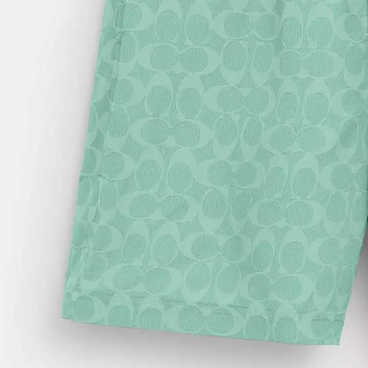 Sizing 蔻驰 SS24 标志印花束绳直筒沙滩短裤 绿色. CO834-VSW