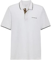 COACH SS24 White Short Sleeve Polo Shirt with Logo Print. CO817-WHT COACH SS24 White Short Sleeve Polo Shirt with Logo Print. CO817-WHT