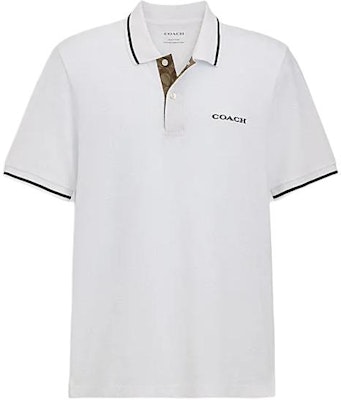 COACH SS24 Baju Polo Putih Lengan Pendek dengan Logo. CO817-WHT Order COACH SS24 Baju Polo Putih Lengan Pendek dengan Logo. CO817-WHT