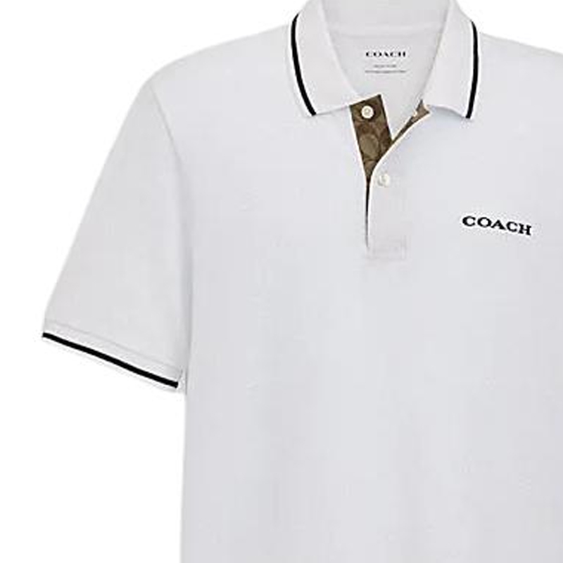Details for COACH SS24 Baju Polo Putih Lengan Pendek dengan Logo. CO817-WHT