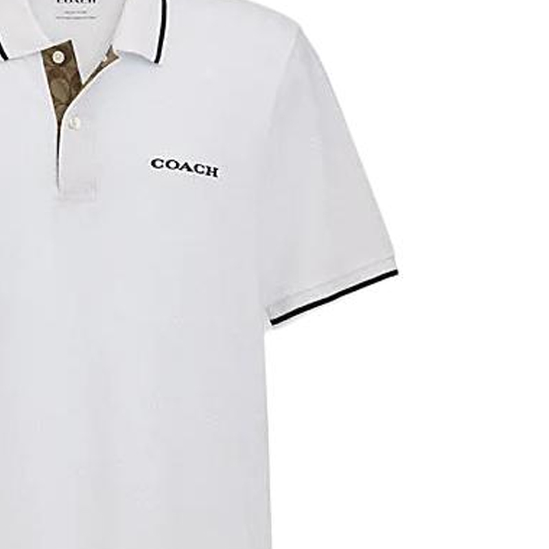 Sizing COACH SS24 Baju Polo Putih Lengan Pendek dengan Logo. CO817-WHT