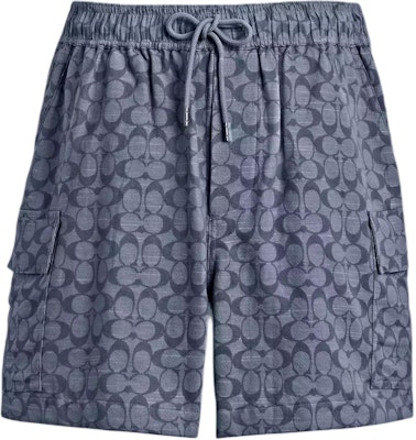 COACH SS25 Drawstring Elastic Camping Casual Shorts Blue CAX41-RF2 Order COACH SS25 Drawstring Elastic Camping Casual Shorts Blue CAX41-RF2