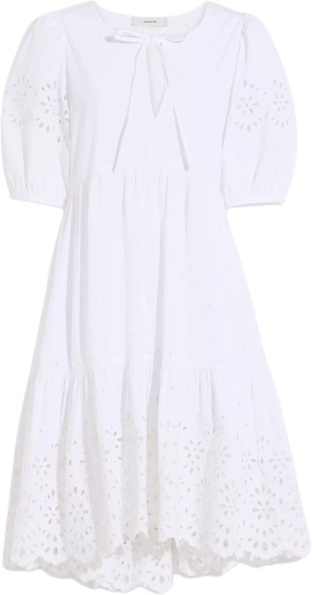 coach-white-bow-tie-short-sleeve-dress-ca-677-wht