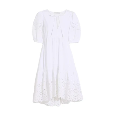 COACH White Bow Tie Short Sleeve Dress CA677-WHT
