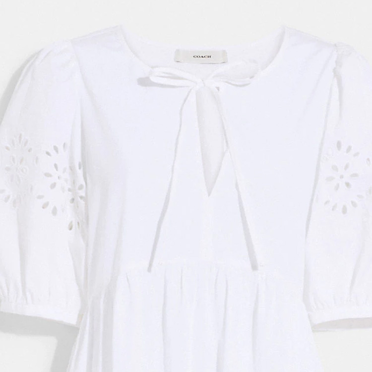 Purchase COACH 白色蝴蝶結短袖洋裝 CA677-WHT