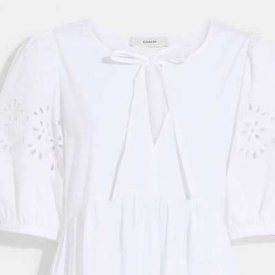 COACH 白色蝴蝶結短袖洋裝 CA677-WHT Purchase COACH 白色蝴蝶結短袖洋裝 CA677-WHT