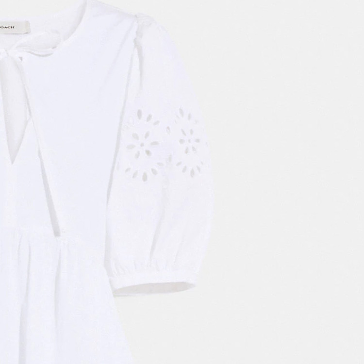 Details for COACH 白色蝴蝶結短袖洋裝 CA677-WHT