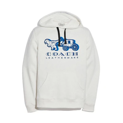 COACH White Letter Print Pullover Hoodie Long Sleeve Sweatshirt. C1080-WHT
