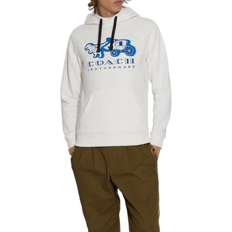 COACH  White Letter Print Pullover Hoodie Long Sleeve Sweatshirt. C1080-WHT 圖 3