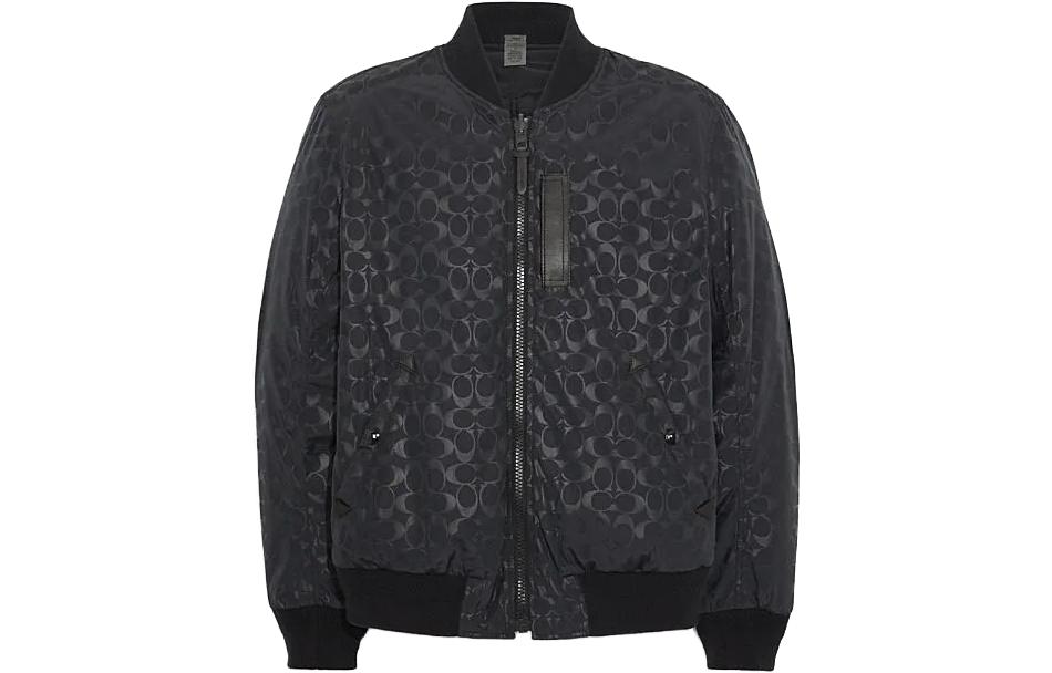 COACH  Zip-Up Jacket with All-Over Logo Print Long Sleeve Design 3089-NVCQ