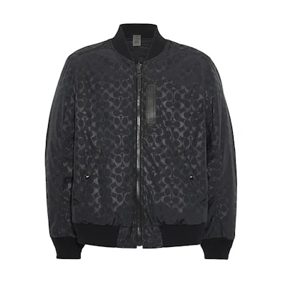 COACH Zip-Up Jacket with All-Over Logo Print Long Sleeve Design 3089-NVCQ