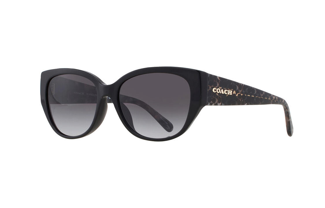 COACH Black Cat-Eye Sunglasses Unisex with Logo Detail - Trendy Couple Style. HC8362U50028G57