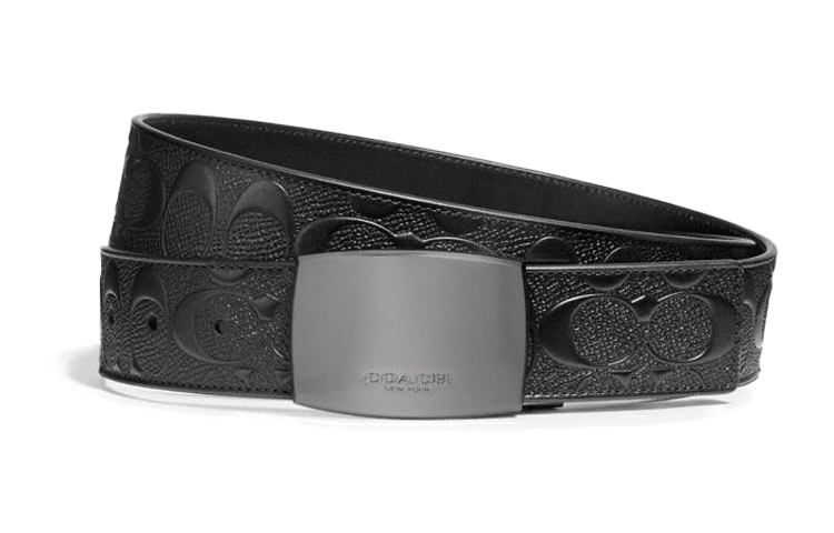 COACH Black Classic Plaque Leather Belt 3.6cm Width 55179-BKBK