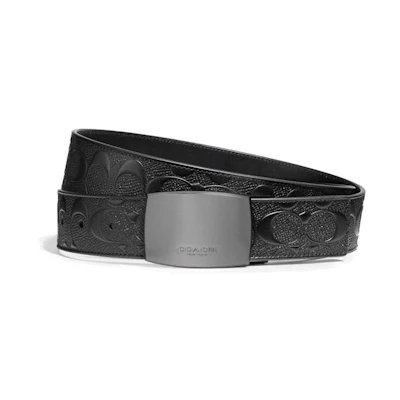 COACH Black Classic Plaque Leather Belt 3.6cm Width 55179-BKBK