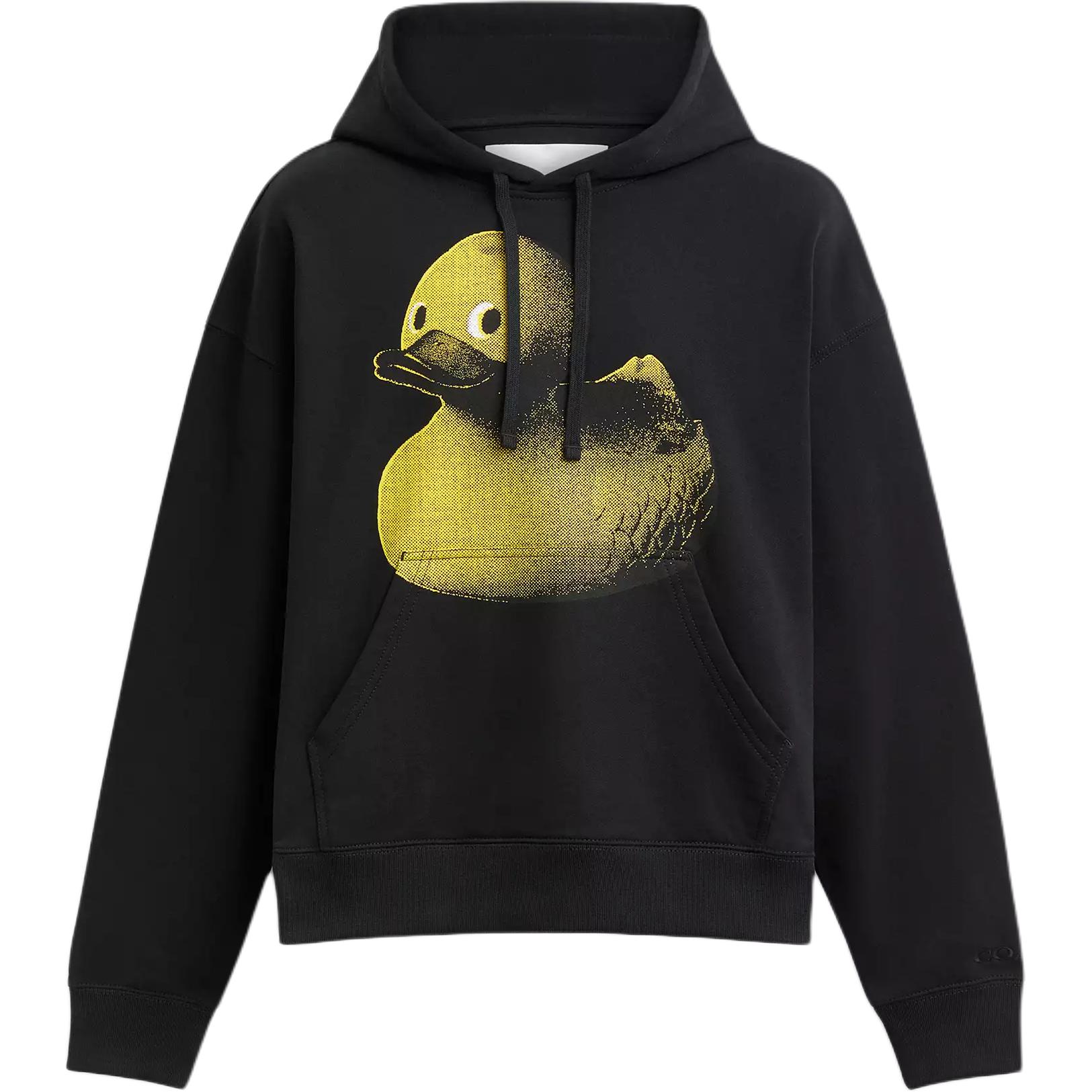 Coach Black Hoodie with Animal Print Design, Relaxed Fit, Long Sleeve CY209-BLK