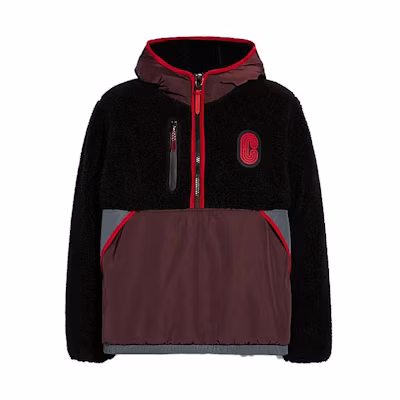 COACH Black Hoodie with Letter Print and Colorblock Design 6601-RYX