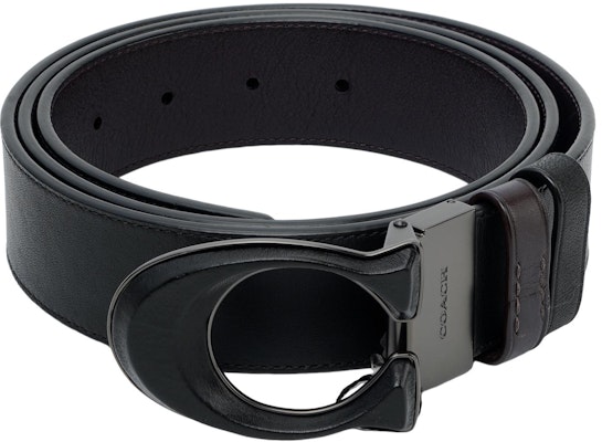 蔻驰黑色皮革双面腰带配标志扣,宽3.8cm C2654-D45 Shop 蔻驰黑色皮革双面腰带配标志扣,宽3.8cm C2654-D45