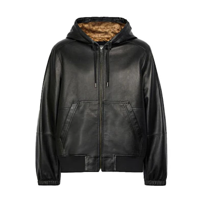 COACH Black Leather Zip-Up Hoodie Jacket C5233-BLK