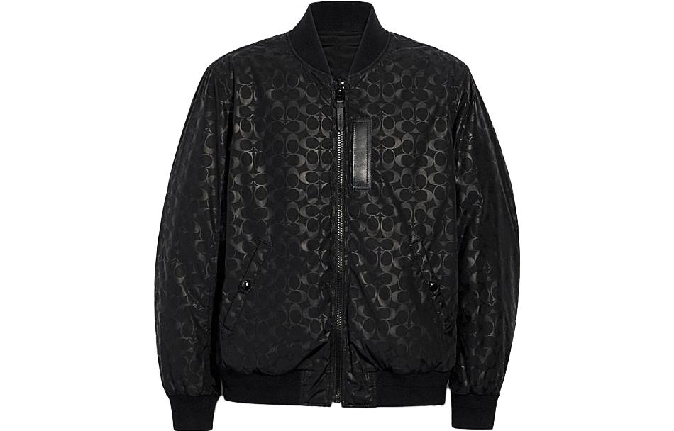 COACH Black Logo Print Baseball Collar Jacket 3089-BLK