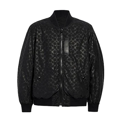 COACH Black Logo Print Baseball Collar Jacket 3089-BLK