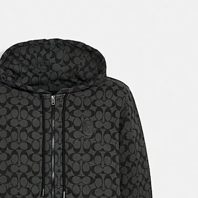 Sudadera con Capucha Coach Negra con Estampado de Logo 6514-OY2 Sizing Sudadera con Capucha Coach Negra con Estampado de Logo 6514-OY2