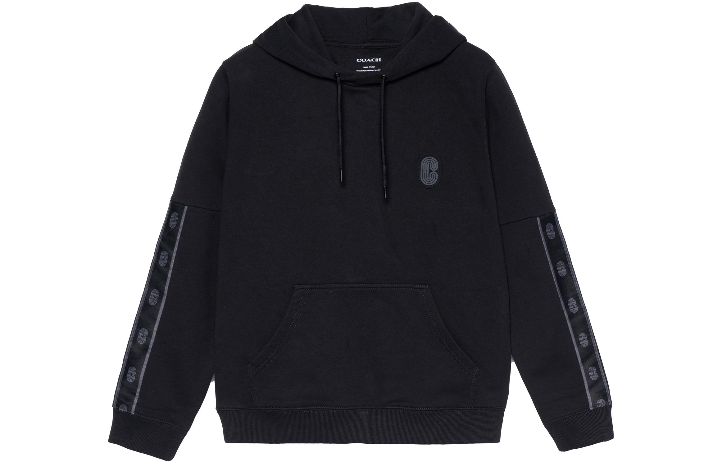 COACH Black Logo Print Hoodie Long Sleeve Sweatshirt C5231-BLK