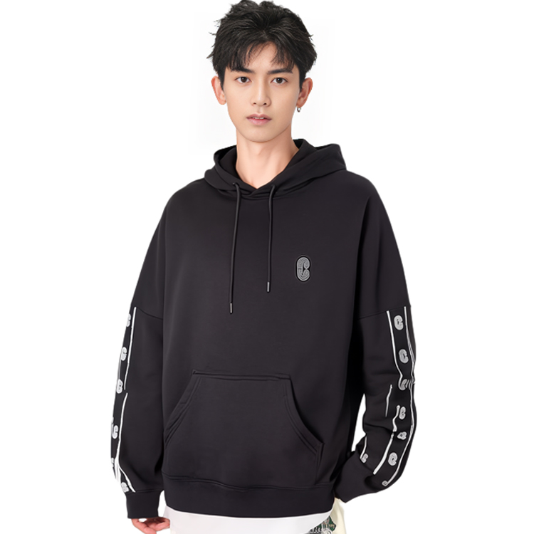 Shop COACH Black Logo Print Hoodie Long Sleeve Sweatshirt C5231-BLK