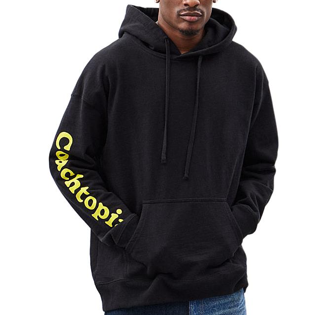 Shop COACH Black Logo Print Hoodie Unisex Long Sleeve Sweater. CL507-BLC