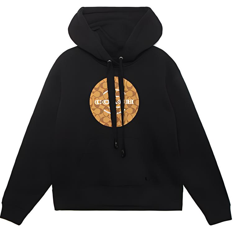 COACH Black Logo Print Long Sleeve Sweatshirt Unisex Couple Style. 89639-BLK