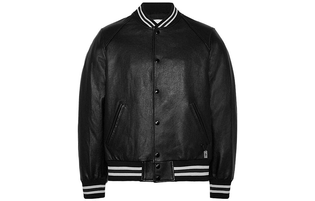 COACH Black Long-Sleeve Jacket with Striped Trim C7840-BLK