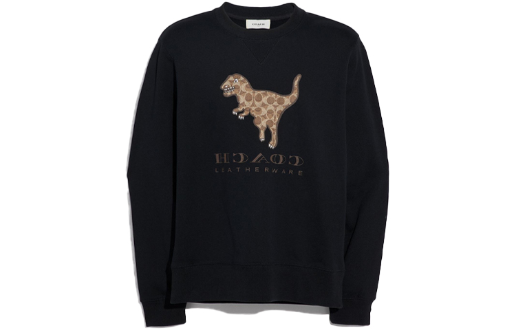 COACH Black Loose-Fit Sweatshirt with Dinosaur Graphic 43421-BLK