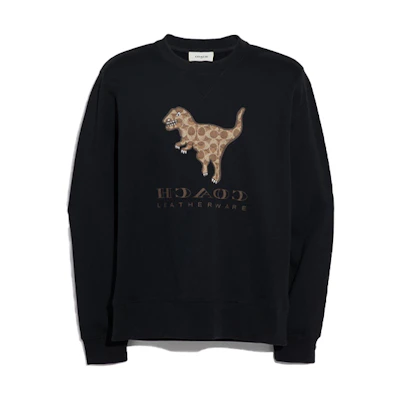 COACH Black Loose-Fit Sweatshirt with Dinosaur Graphic 43421-BLK