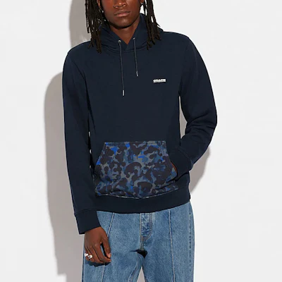 Sudadera con Capucha Coach Azul Camuflaje con Logo. CB812-BLU Lookbook Sudadera con Capucha Coach Azul Camuflaje con Logo. CB812-BLU